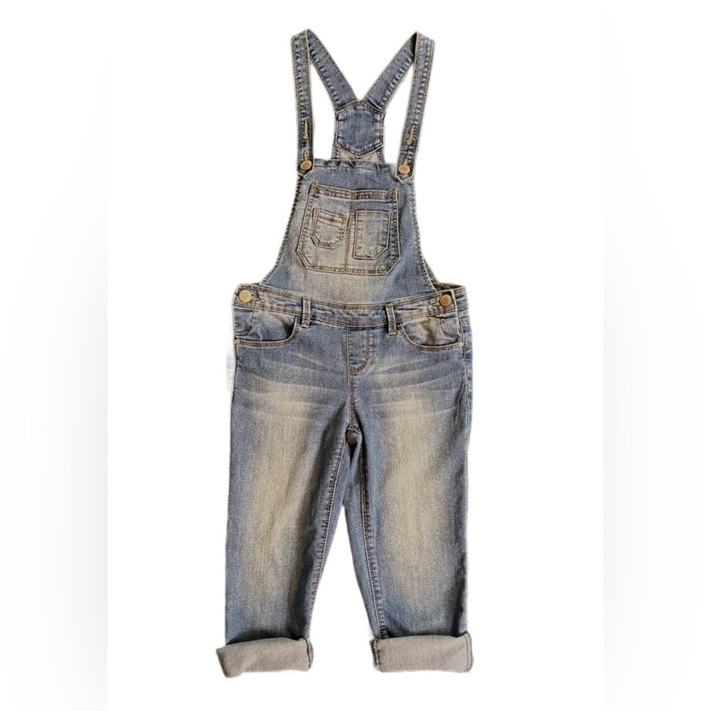 Blu Spice Denim Overalls Adjustable, Distressed Ankle Length Hipster Girls Sz 12